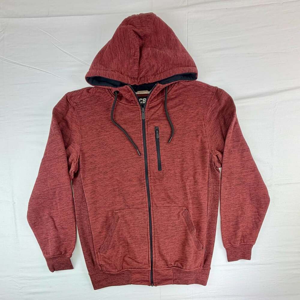 CSG Men's Space-Dye Full-Zip Hoodie Red Marled Size L